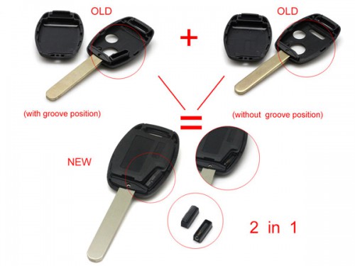 Remote key shell 2+1 button for Honda 5pcs/lot