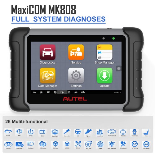 Autel MaxiCOM MK808 OBD2故障診断機 IMMO/EPB/SAS/BMS/TPMS/DPFサポート 診断機 自動車 車 ７"アンドロイドシステムタブレット タッチスクリーン オンラインでアップデート ディーラーや車屋向け