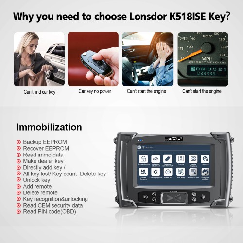 Lonsdor K518ISEキープログラマー K518ISE オンラインアップデート VW 4th 5th イモビ支持