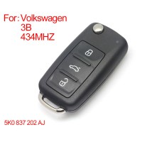 Samrt remote key 3 buttons 433MHZ type: 5K0 837202 AJ for VW New Bora SagitarTouran