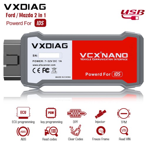 VXDIAG VCX NANO for Ford Mazda 2 in 1 with IDS フォードとマツダ診断機Ford V128.01 Mazda V128.00