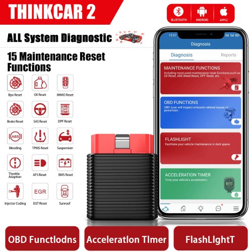 ThinkCar 2 Professional OBD2 Bluetooth for iOS Android Auto Scanner OBD 2 Car Diagnostic Code Reader Automotive Tool
