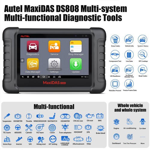 AUTEL MaxiDAS DS808 KIT DS808K タブレット診断ツールフルセット・オンラインアップ可能