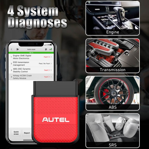 AUTEL MaxiAP AP200H A254 Wireless Bluetooth OBD2 Scanner for All Vehicles (Android and iOS)