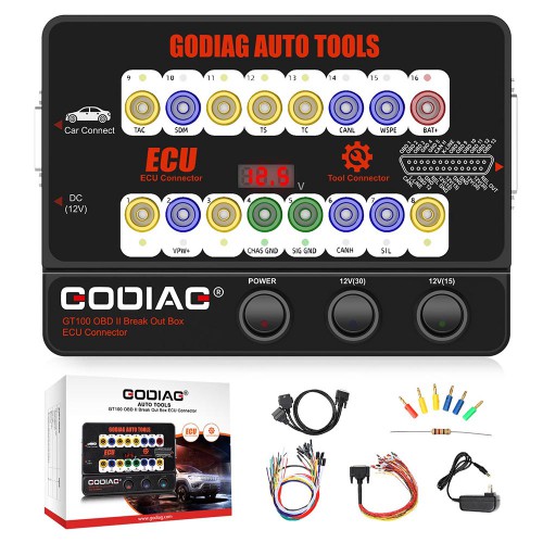 GODIAG GT100 Auto Tool OBD2 16pin Protocol Detector Breakout ECU Connector OBD2 BreakOut Box
