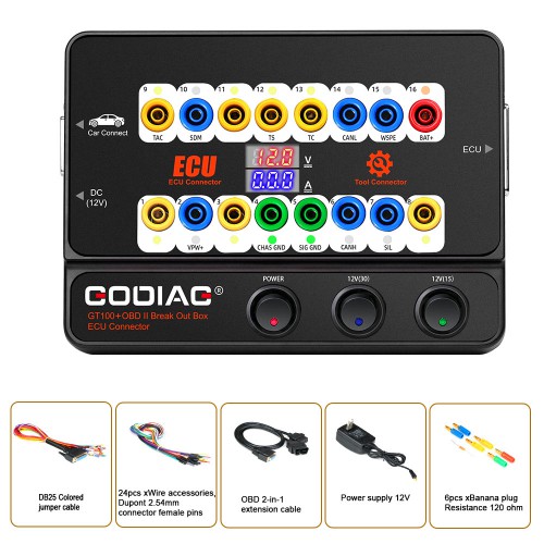 [New Released] GODIAG GT100 + New Generation OBDII Protocol Detector OBD2 Break Out Box ECU Connector with Current Display