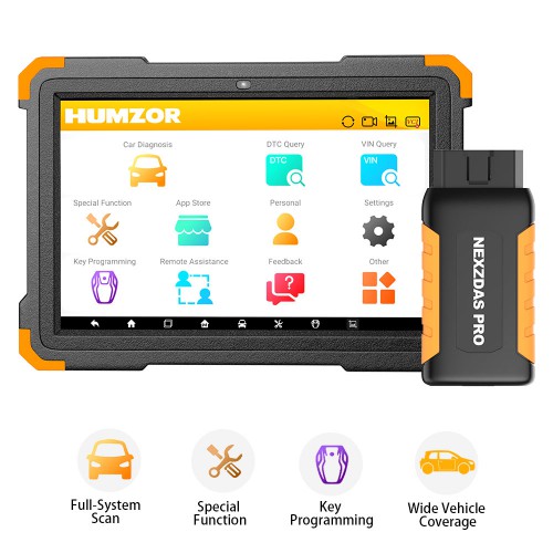 Humzor NexzDAS Pro Bluetooth 9.6 inch Tablet Full System Auto Diagnostic Tool OBD2 Scanner with IMMO ABS EPB SAS DPF Oil Reset