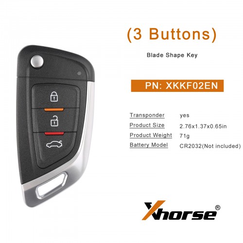 XHORSE XKKF02EN Universal Remote Car Key with 3 Buttons for VVDI Key Tool English Version 5pcs/lot