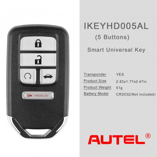 [予約注文] AUTEL IKEYHD005AL 5 Button Smart Universal Key for Honda 10pcs/lot
