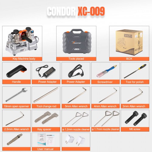 Xhorse Condor XC-009 水平フライス式手動切断機Key Cutting Machine for Single-Sided and Double-sided Keys