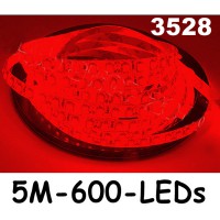 New 5M Car Red 3528 SMD LED Waterproof Strip 12V 600 LEDs