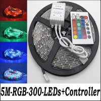 New 5M 3528 RGB Waterproof Flexible Strip 300 LED Light + IR remote controller