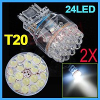 2X 3157 3057 T20 White Car 24 LED Tail Brake Turn Signal Light Bulb Lamp 12V New