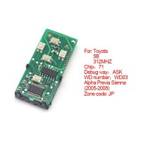 Smart card board 5 buttons 312MHZ number 271451-0780-JP for Toyota