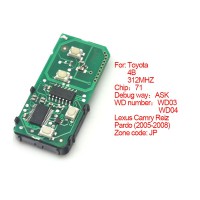 Smart card board 4 key 312 frequency number 271451-0140-JP for Toyota