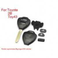 2Buttons Remote Key Shell for Toyota Corolla Easy to Cut copper-nickel Alloy Big Logo with Sticker 5pcs/lot