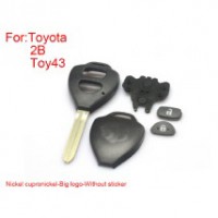 2buttons remote key shell for Toyota Corolla Easy to cut copper-nickel alloy big logo without sticker 5pcs/lot