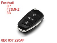 Audi Remote Key 3buttons 433mhz (With Special 8E Chips)Q7 8E0 837 220AF